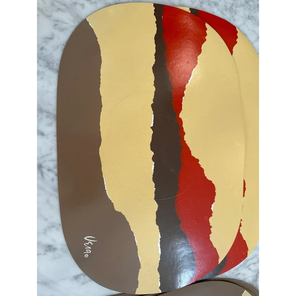 VTG 70's Vera Neumann Abstract Southwest Placemats Set of 6 Brown Red Tan MCM
